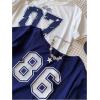 imageGirls Off The Shoulder Tops Short Sleeve Cute Summer T Shirts for Teens Girls Y2k Tops TrendyNumber Blue White
