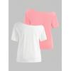 imageGirls Off The Shoulder Tops Short Sleeve Cute Summer T Shirts for Teens Girls Y2k Tops TrendyPink and White