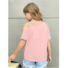 imageGirls Off The Shoulder Tops Short Sleeve Loose Summer T Shirt Tops Trendy Cold Shoulder TopsLight Pink