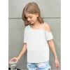 imageGirls Off The Shoulder Tops Short Sleeve Loose Summer T Shirt Tops Trendy Cold Shoulder TopsWhite