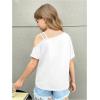 imageGirls Off The Shoulder Tops Short Sleeve Loose Summer T Shirt Tops Trendy Cold Shoulder TopsWhite