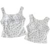 imageGirls 2 Packs Ditsy Floral Sleeveless Tank Tops Ruched Ribbed Square Neck Cute Summer TopWhite
