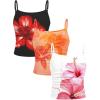 imageGirls 3 Packs Cheetah Leopard Floral Tank Top Spaghetti Strap Fitted Summer Cute Camisole TopsPink Orange Black
