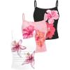imageGirls 3 Packs Cheetah Leopard Floral Tank Top Spaghetti Strap Fitted Summer Cute Camisole TopsPink White Black