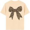 imageGirls Bow Leopard Graphic Tees Short Sleeve Preppy Summer T Shirt Aesthetic Baggy TopsBeige