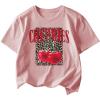 imageGirls Cherry Leopard Shirt Short Sleeve Loose Cute Summer T Shirt Trendy Aesthetic Baggy TopsPink