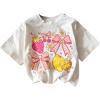 imageGirls Cherry Shirt Short Sleeve Colorblock Graphic Tees Cute Summer Shirts Y2k Aesthetic ClothesBow White