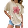 imageGirls Floral Graphic Tees Short Sleeve Loose Summer Shirts for Girls Aesthetic Cute Clothes TrendyFloral Apricot