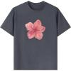imageGirls Floral Graphic Tees Short Sleeve Loose Summer Shirts for Girls Aesthetic Cute Clothes TrendyFloral Grey