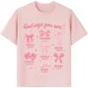 imageGirls Graphic Tees Short Sleeve Crewneck T Shirts Casual Summer Tops Cute Preppy ClothesBowknot Pink