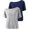 imageGirls Off The Shoulder Tops Short Sleeve Cute Summer T Shirts for Teens Girls Y2k Tops TrendyBlue Grey