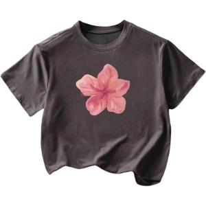 imageGirls Cherry Leopard Shirt Short Sleeve Loose Cute Summer T Shirt Trendy Aesthetic Baggy TopsDeep Grey