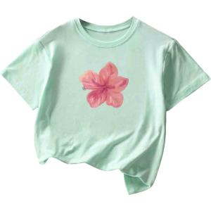 imageGirls Cherry Leopard Shirt Short Sleeve Loose Cute Summer T Shirt Trendy Aesthetic Baggy TopsMint Green
