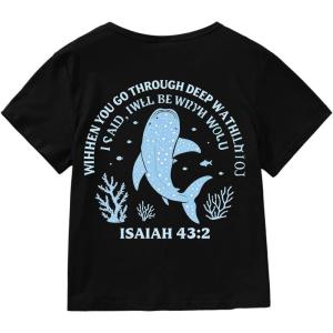 imageGirls Geometric Star Graphic Tee Tops Casual Summer Short Sleeve Crew Neck T ShirtBlack