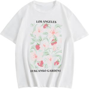 imageGirls Geometric Star Graphic Tee Tops Casual Summer Short Sleeve Crew Neck T ShirtWhite Red Green