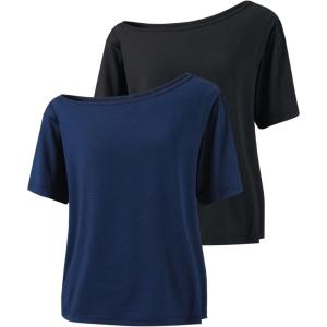 imageGirls Off The Shoulder Tops Short Sleeve Cute Summer T Shirts for Teens Girls Y2k Tops TrendyBlue Black