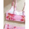 image:imageGirls 2 Piece Floral High Waisted Swimsuit Smocked Wireless Bathing Suit Boho Holiday Beachwear SetPink
