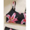 image:imageGirls 2 Piece Floral High Waisted Swimsuit Smocked Wireless Bathing Suit Boho Holiday Beachwear SetPink and Black