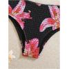 image:imageGirls 2 Piece Floral High Waisted Swimsuit Smocked Wireless Bathing Suit Boho Holiday Beachwear SetPink and Black