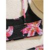 image:imageGirls 2 Piece Floral High Waisted Swimsuit Smocked Wireless Bathing Suit Boho Holiday Beachwear SetPink and Black