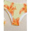 image:imageGirls 2 Piece Floral High Waisted Swimsuit Smocked Wireless Bathing Suit Boho Holiday Beachwear SetYellow and Orange
