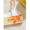 image:imageGirls 2 Piece Floral High Waisted Swimsuit Smocked Wireless Bathing Suit Boho Holiday Beachwear SetYellow and Orange
