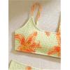 image:imageGirls 2 Piece Floral High Waisted Swimsuit Smocked Wireless Bathing Suit Boho Holiday Beachwear SetYellow and Orange