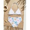 image:imageGirls 2 Piece Graphic Starfish Bathing Suit Halter Triangle Swimsuit Cute Beachwear Bikini SetsWhite