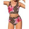 image:imageGirls 2 Piece Swimsuit Bikini Set Floral Cheetah High Cut Bikini Bottoms for Teens Beach SwimwearBrown