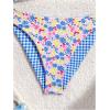 image:imageGirls 2 Piece Swimsuits Floral Gingham Halter Triangle Wireless Bikini Bathing SuitBlue