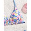 image:imageGirls 2 Piece Swimsuits Floral Gingham Halter Triangle Wireless Bikini Bathing SuitBlue