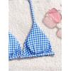 image:imageGirls 2 Piece Swimsuits Floral Gingham Halter Triangle Wireless Bikini Bathing SuitBlue