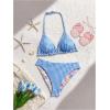 image:imageGirls 2 Piece Swimsuits Floral Gingham Halter Triangle Wireless Bikini Bathing SuitBlue