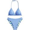 image:imageGirls 2 Piece Swimsuits Floral Gingham Halter Triangle Wireless Bikini Bathing SuitGreen