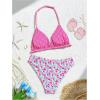 image:imageGirls 2 Piece Swimsuits Floral Gingham Halter Triangle Wireless Bikini Bathing SuitMulticolor