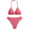 image:imageGirls 2 Piece Swimsuits Floral Gingham Halter Triangle Wireless Bikini Bathing SuitRed