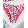 image:imageGirls 2 Piece Swimsuits Floral Gingham Halter Triangle Wireless Bikini Bathing SuitRed