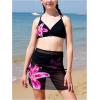 image:imageGirls 3 Piece Cute Bowknot Bathing Suit Halter Triangle High Waisted Swimsuit with Beach Cover Up SkirtBlack
