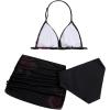 image:imageGirls 3 Piece Cute Bowknot Bathing Suit Halter Triangle High Waisted Swimsuit with Beach Cover Up SkirtFloral Black