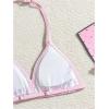 image:imageGirls 3 Piece Cute Bowknot Bathing Suit Halter Triangle High Waisted Swimsuit with Beach Cover Up SkirtHibiscus Pink