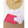 image:imageGirls 3 Piece Cute Bowknot Bathing Suit Halter Triangle High Waisted Swimsuit with Beach Cover Up SkirtHot Pink