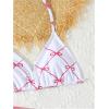 image:imageGirls 3 Piece Cute Bowknot Bathing Suit Halter Triangle High Waisted Swimsuit with Beach Cover Up SkirtHot Pink