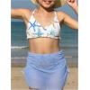 image:imageGirls 3 Piece Cute Bowknot Bathing Suit Halter Triangle High Waisted Swimsuit with Beach Cover Up SkirtMulticolor Blue