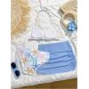 image:imageGirls 3 Piece Cute Bowknot Bathing Suit Halter Triangle High Waisted Swimsuit with Beach Cover Up SkirtMulticolor Blue