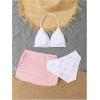 image:imageGirls 3 Piece Cute Bowknot Bathing Suit Halter Triangle High Waisted Swimsuit with Beach Cover Up SkirtPink
