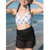 image:imageGirls 3 Piece Cute Bowknot Bathing Suit Halter Triangle High Waisted Swimsuit with Beach Cover Up SkirtPlaid Black and White