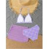 image:imageGirls 3 Piece Cute Bowknot Bathing Suit Halter Triangle High Waisted Swimsuit with Beach Cover Up SkirtPurple