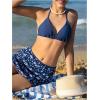 image:imageGirls 3 Piece Floral Swimsuits Cute Backless Triangle Bikini Set with Cover Up Beach SkirtBlue