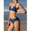 image:imageGirls 3 Piece Floral Swimsuits Cute Backless Triangle Bikini Set with Cover Up Beach SkirtBlue