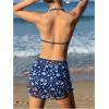 image:imageGirls 3 Piece Floral Swimsuits Cute Backless Triangle Bikini Set with Cover Up Beach SkirtBlue